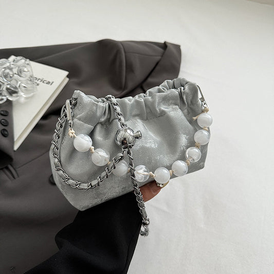 Bolso cadena plisado bolso nube bolso plateado 