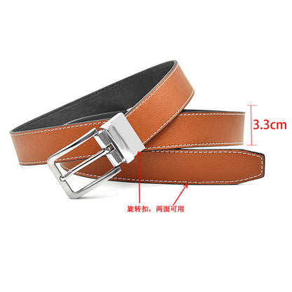 Double Sided Rotary Buckle Belt for Men