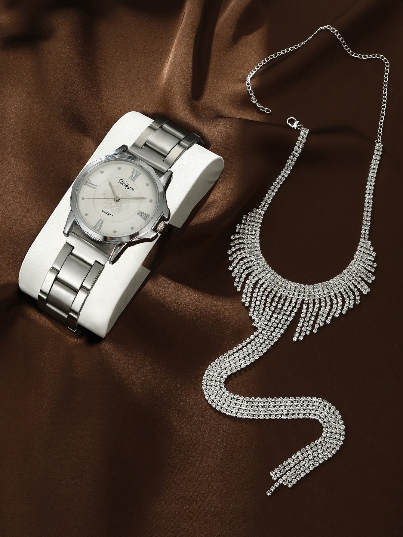 Steel belt quartz watch jewelry set