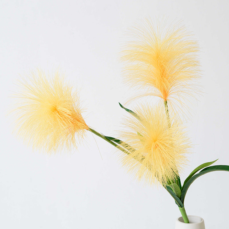 Simulación de 3 flores de pasto de caña. 