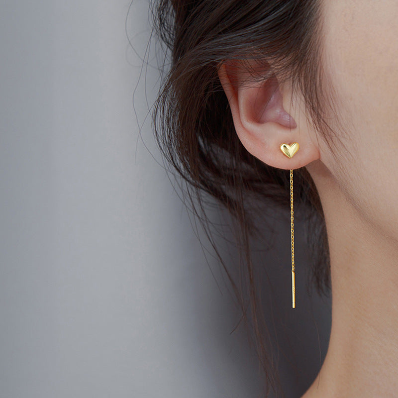 Korean-Style Titanium Steel Heart Earrings — 2024 Thin Trendy Design