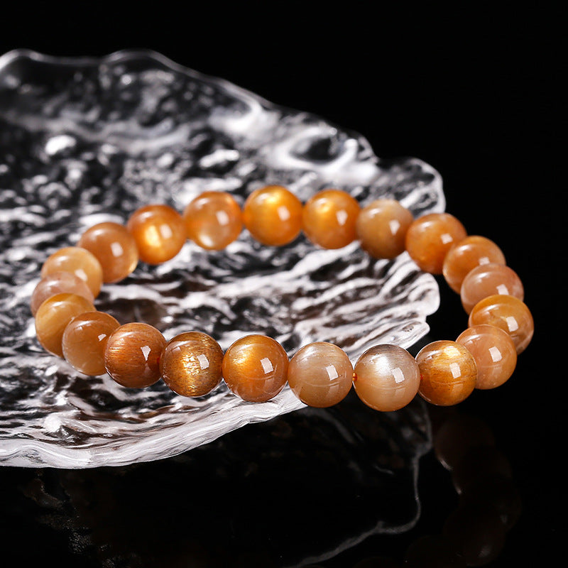 8A Natural Gold Backbone Bracelet Cat's Eye Sunstone