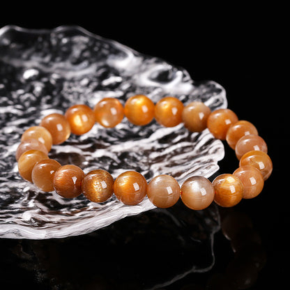 8A Natural Gold Backbone Bracelet Cat's Eye Sunstone