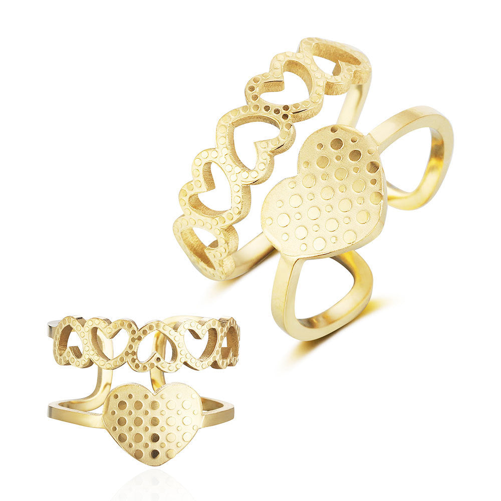 Dripping star love peach heart titanium steel ring