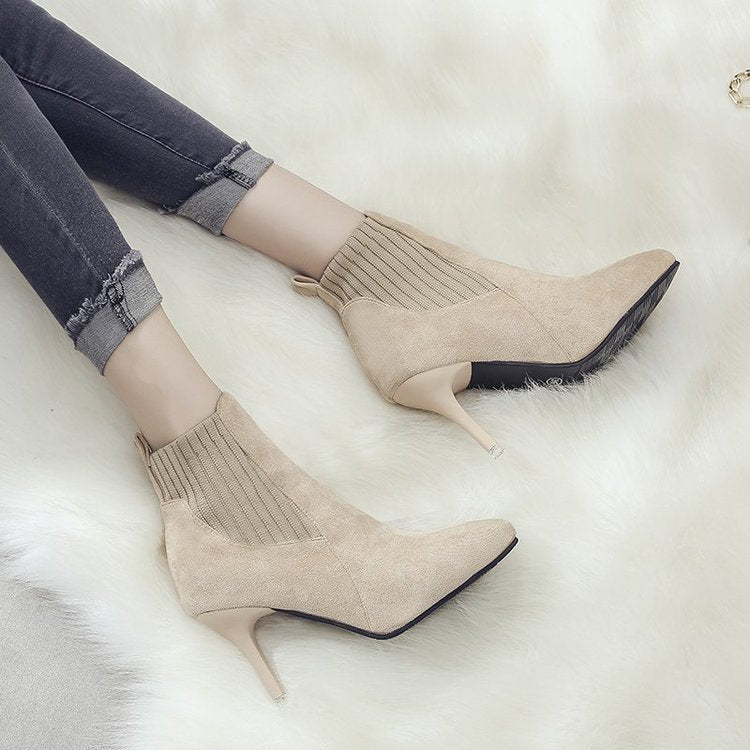 Suede Bare Boots High Heel Martin Boots