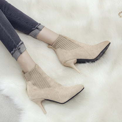 Suede Bare Boots High Heel Martin Boots