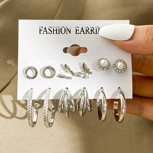6-Pair C-Shaped Earring Set