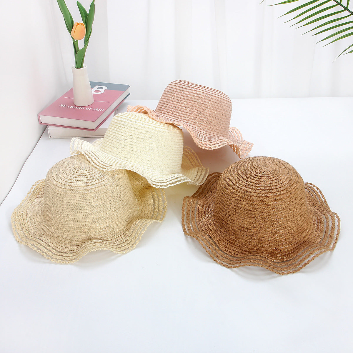 DIY Straw Hat Blank Summer Large Brim Wavy Sun Protection
