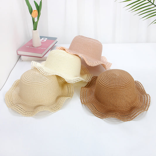 DIY Straw Hat Blank Summer Large Brim Wavy Sun Protection