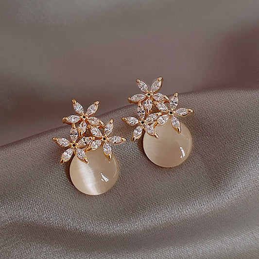 Pendientes de pétalos de ópalo con aguja de plata S925 