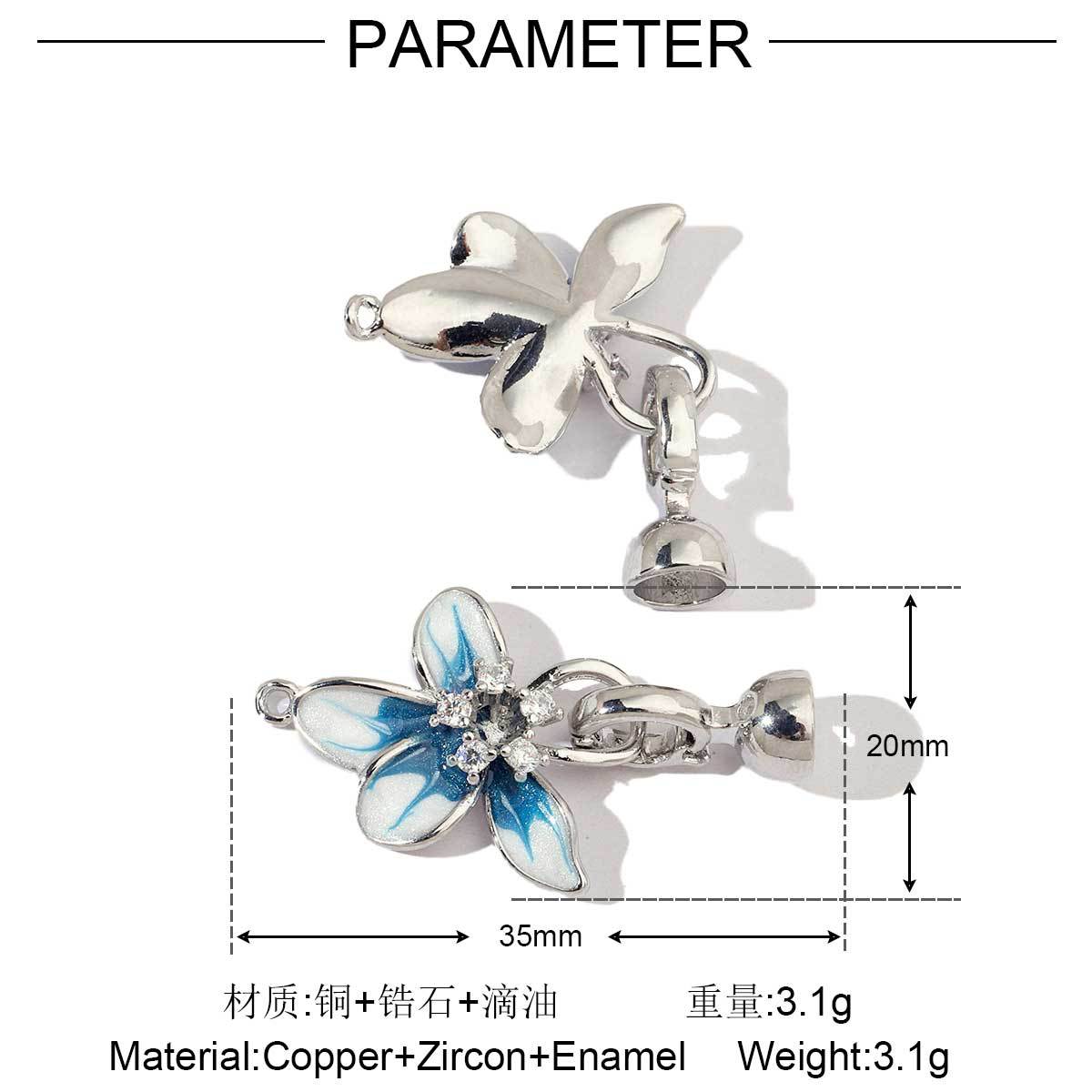 18K gold-coated colored flower copper zircon removable universal buckle