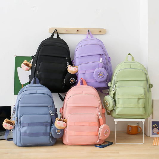 Casual campus style solid color backpack wholesale
