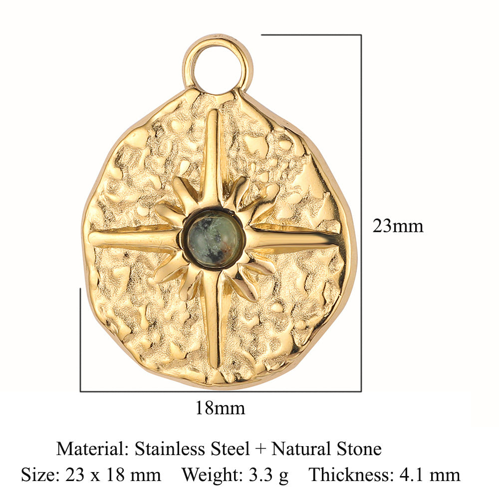 Sun Star Moon Crescent Stainless Steel Pendant