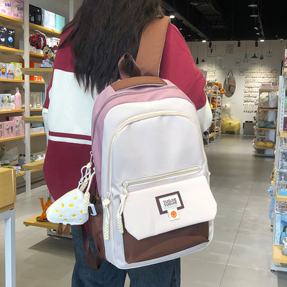 Contrast color large capacity schoolbag, student backpack