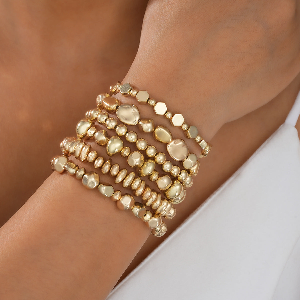 Gold CCB Beaded Bracelet Set
