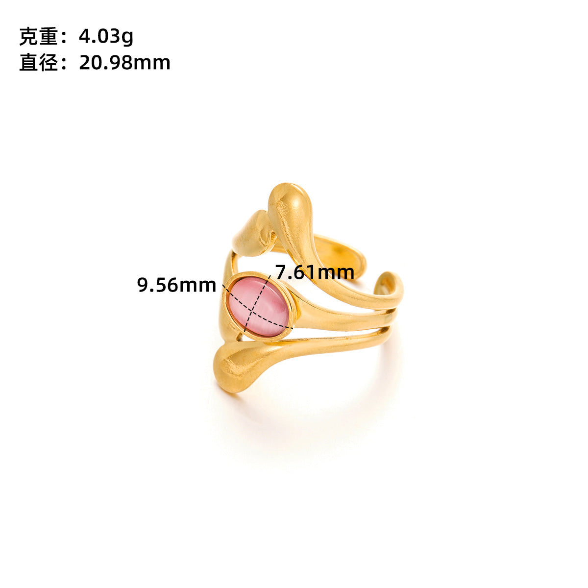Gold Titanium Steel Flower Ring