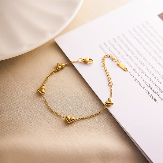 18K Gold Titanium Steel Heart Bracelet
