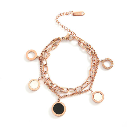 Double-sided shell double-layer chain bracelet