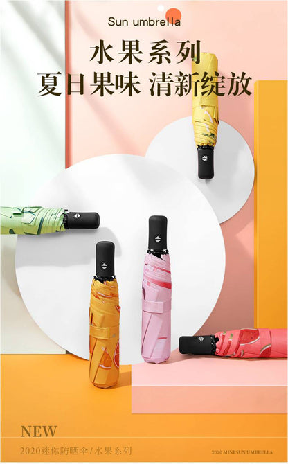 Automatic Fruit Umbrella Black Coated 3-Fold Umbrella