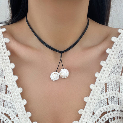 Vacation conch shell fringed necklace
