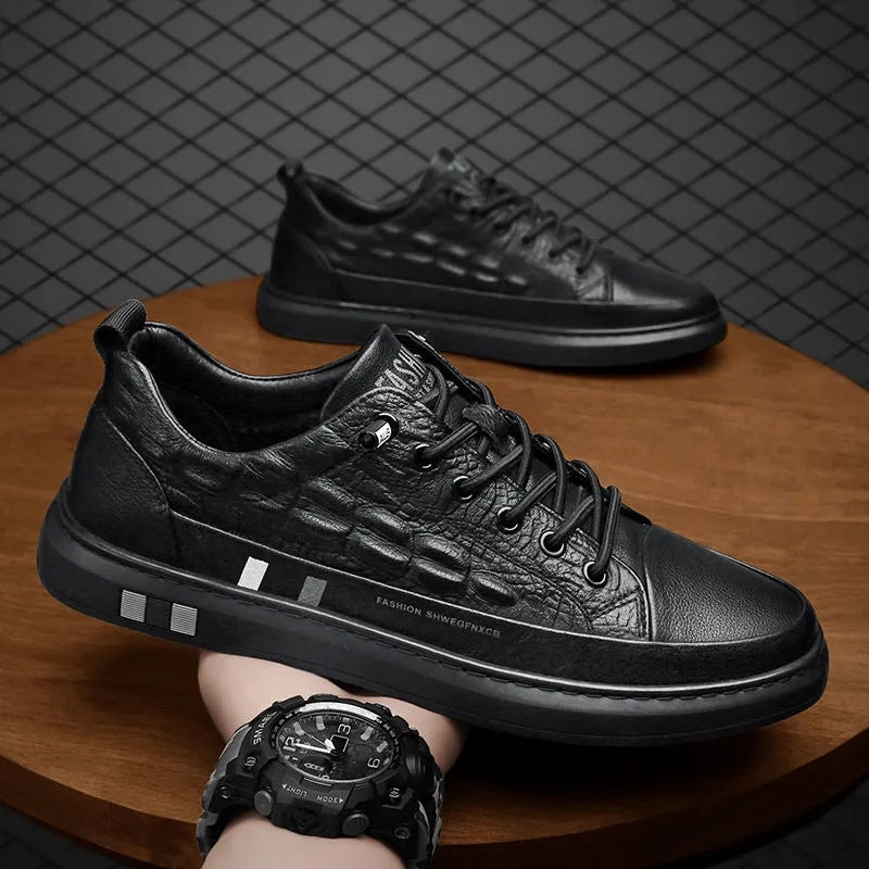 Crocodile Pattern White Sneakers