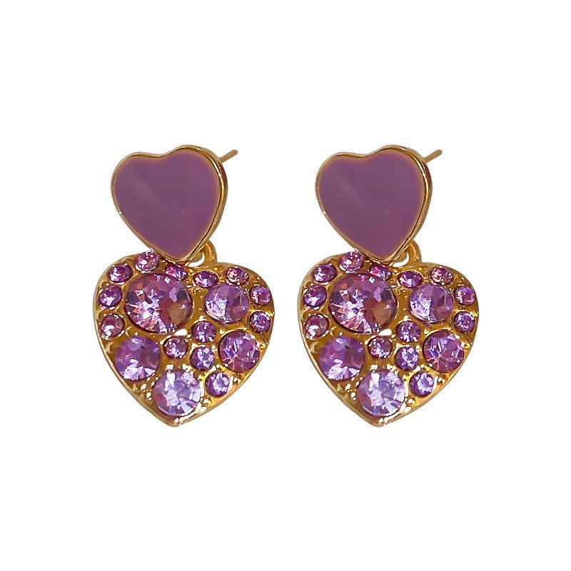 Pendientes de amor morados de moda 