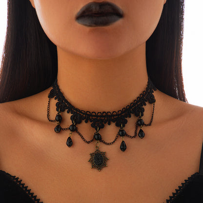 Pumpkin Festival Spider Web Lace Necklace