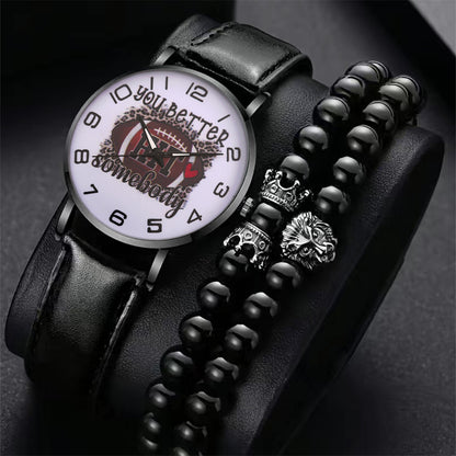 Men's Watch Braided Rope Bracelet Set