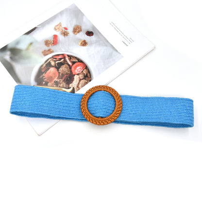 Cotton and linen elastic woven elastic belt