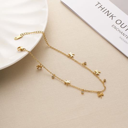 18K Gold Dragonfly Zircon Bracelet