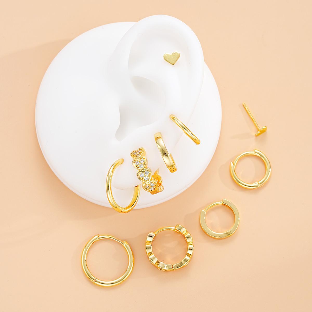 Zircon Love Stud Earring Set