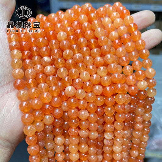 Optimized orange Xinjiang chalcedony loose beads