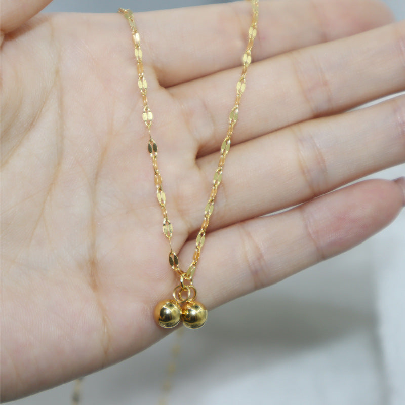 Hypoallergenic Titanium Steel Collarbone Necklace with Zircon Cherry Pendant