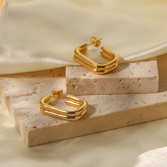 Double-layer thick U-shaped open earrings