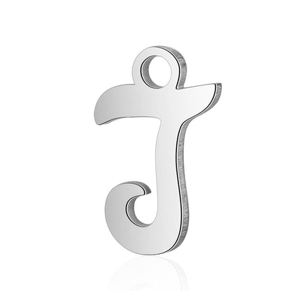 Juego completo de 10 piezas de acero de titanio con 26 colgantes de letras en inglés 