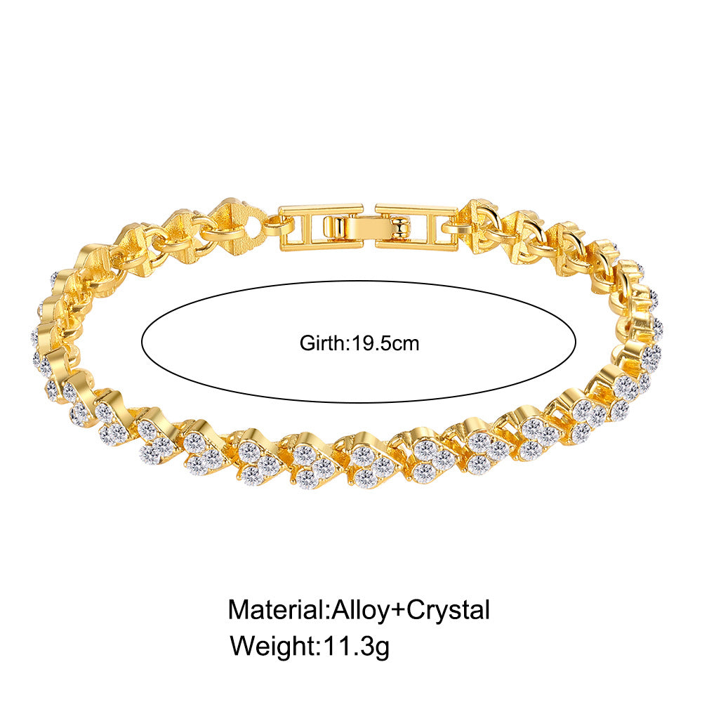 Crystal Zircon Heart Roman Bracelet