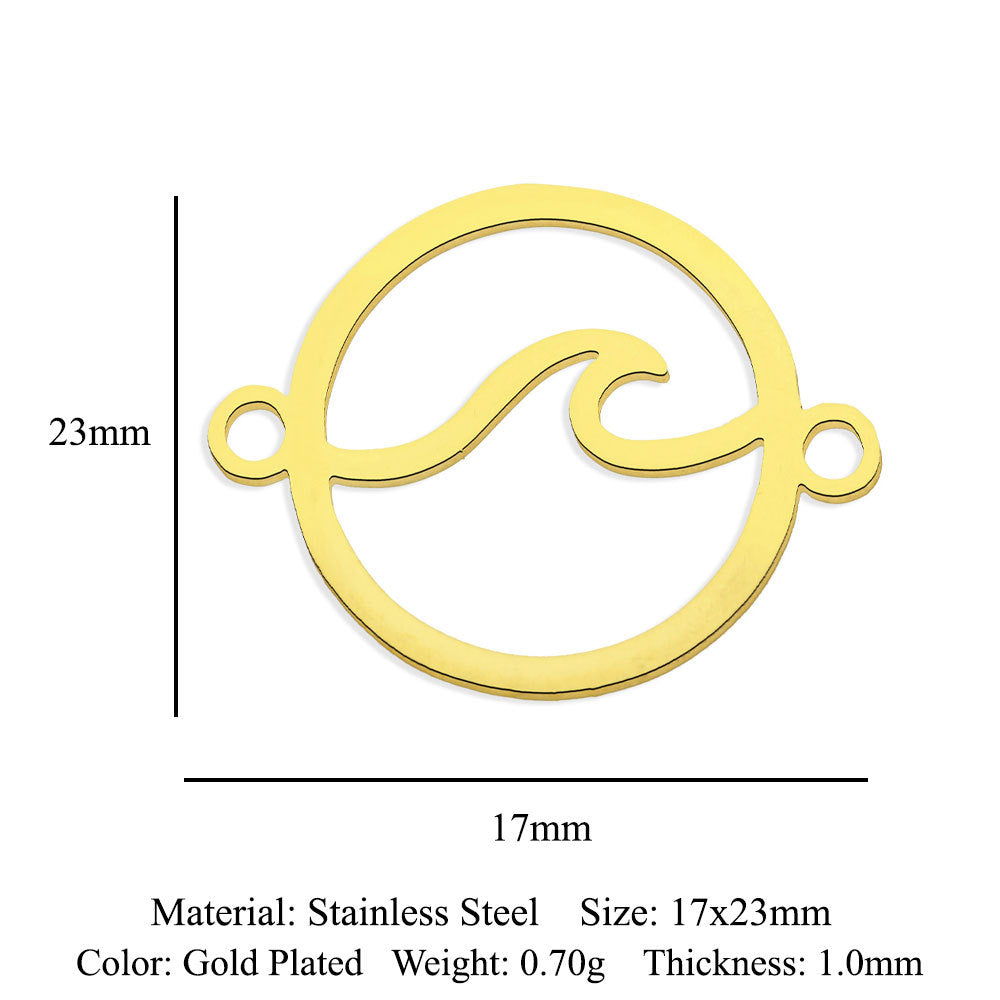 5 pcs/bag Ocean Wave Fish Scale Titanium Steel Pendant