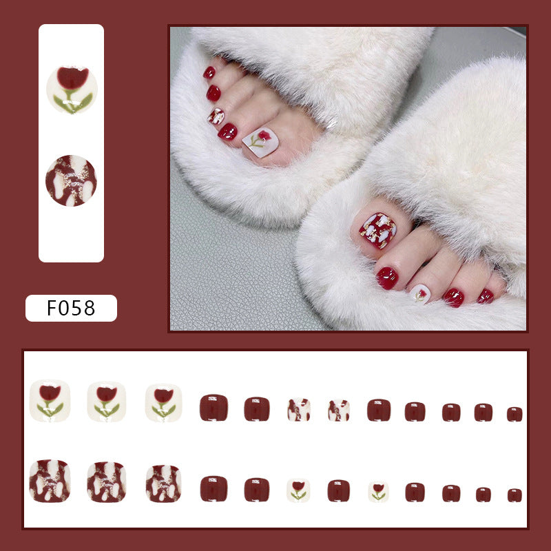 French Diamond Glitter Toe Nails