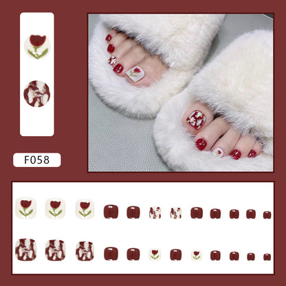 French Diamond Glitter Toe Nails