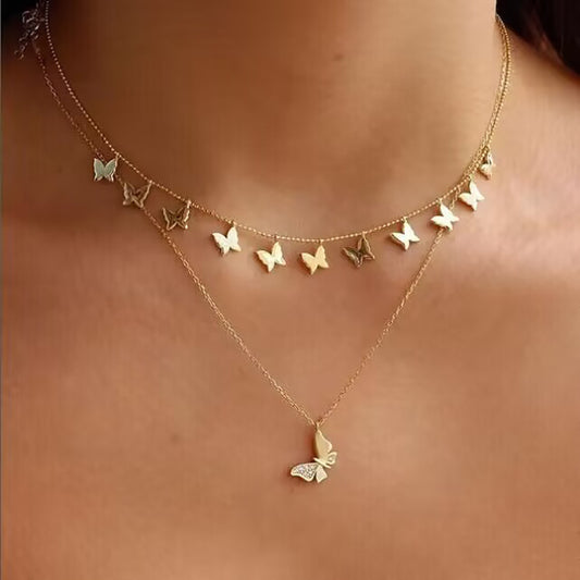 Collar doble de aleación de oro vintage 