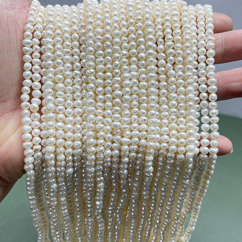 4-4.5mm freshwater thread punching round small pearl loose beads
