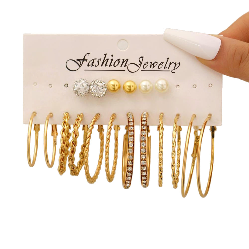 9-Pair Retro Geometric Earring Set