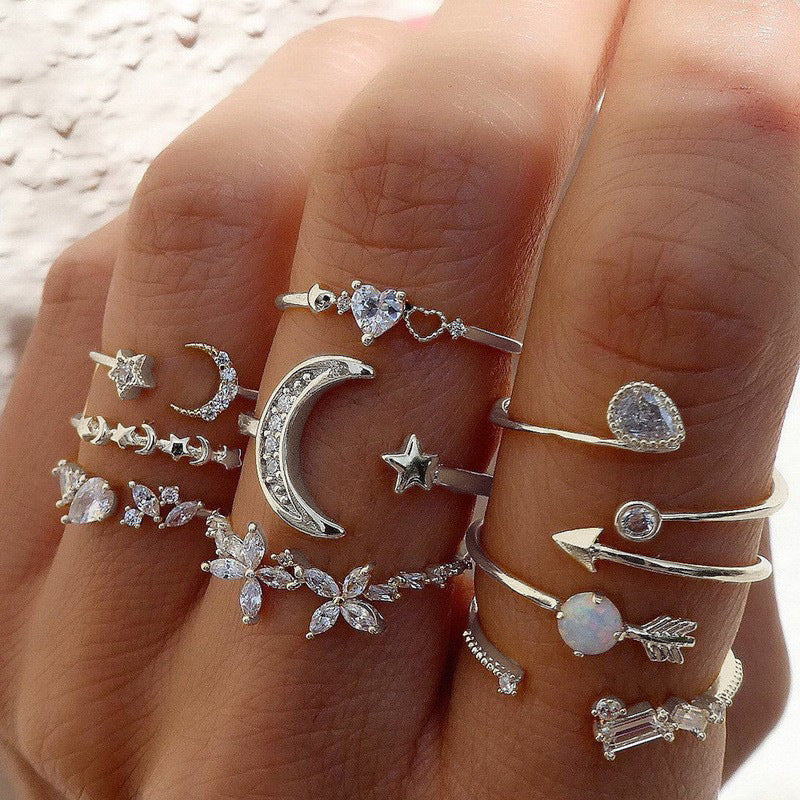 Star & Crescent 9-Piece Ring Set