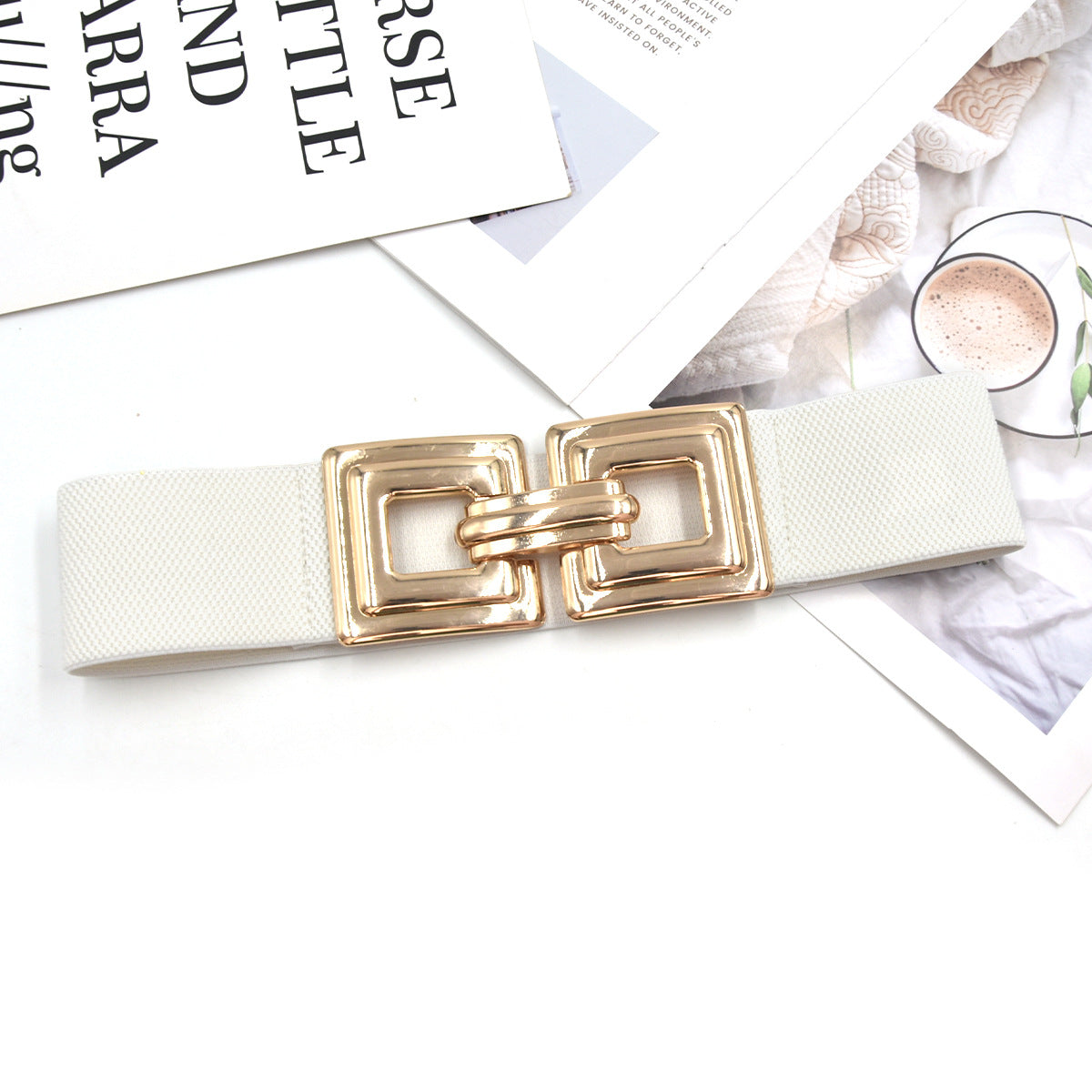 Geometric gold metal belt