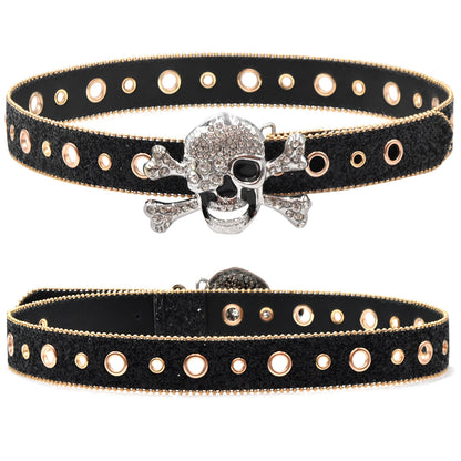 Rhinestone Rimmed Belt Skull