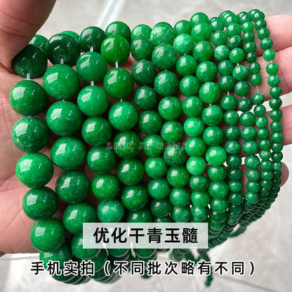 Dry green chalcedony loose beads DIY jewelry accessories