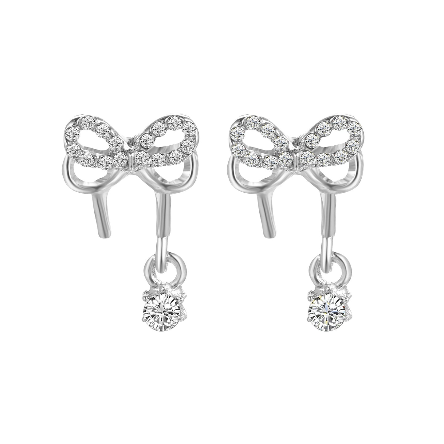 Zircon Bow Stud Earrings