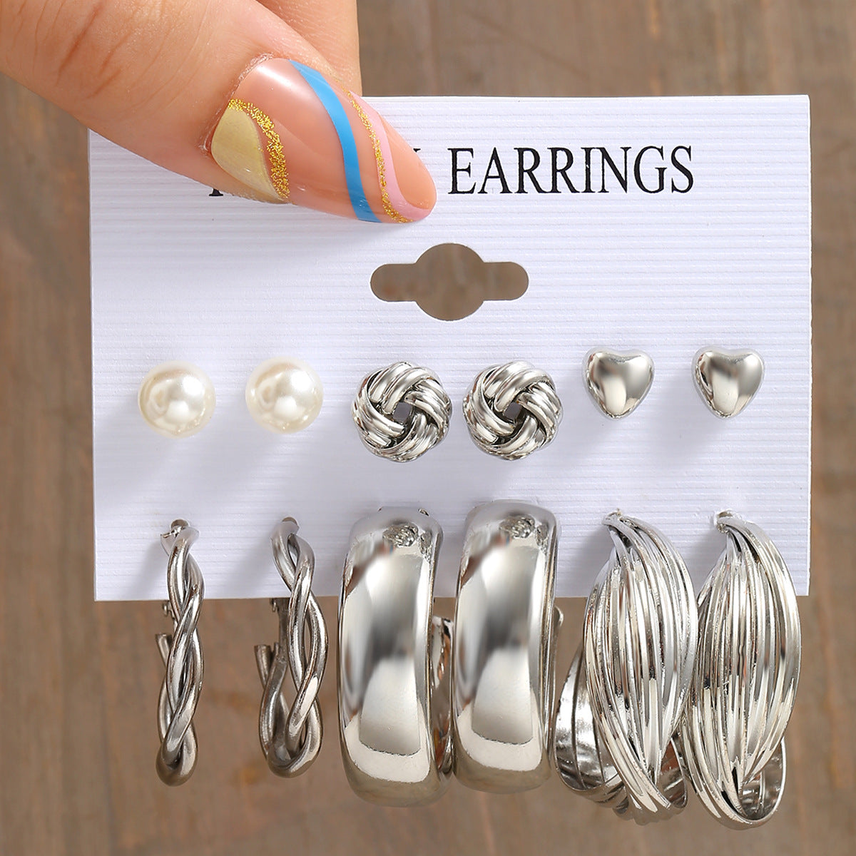 Geometric Metal Stud Earring Set