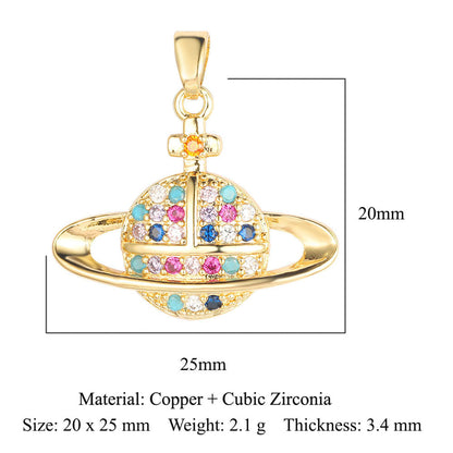 Colgante de cobre y circonita con forma de sol, luna y estrellas 