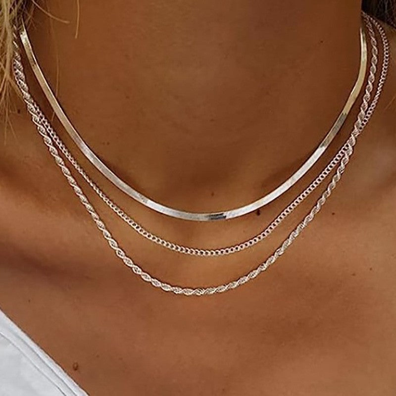 Stacked Snake Chain Necklace for Women